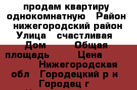 продам квартиру однокомнатную › Район ­ нижегородский район › Улица ­ счастливая › Дом ­ 14 › Общая площадь ­ 33 › Цена ­ 1 150 000 - Нижегородская обл., Городецкий р-н, Городец г. Недвижимость » Квартиры продажа   . Нижегородская обл.